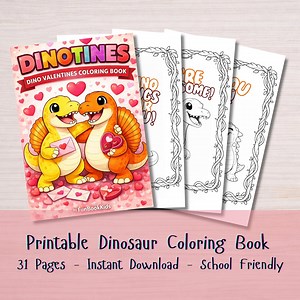 Ausmalbilder zum Valentinstag für Kinder zum Ausdrucken | Dinosaurier-Valentinstagsaktivität (PDF) - Etsy.de