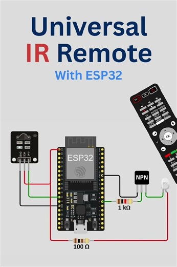 Universal IR Remote using ESP32 and NPN transistor