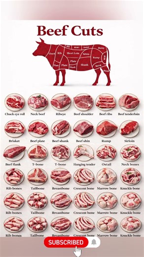 Every Beef Cut Explained 🥩 (Save this) #beef #meat #foodfacts #butcher #shorts
