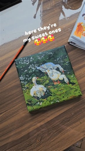 It's my first time painting with acrylic! #painting #acrylicpainting #drawing #aestheic #geese