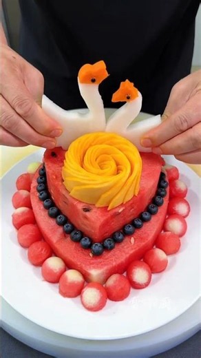 A Watermelon Surprise for My Daughter's Birthday 🎂🍉 | how to make fruit cake #shorts #shortsfeed​