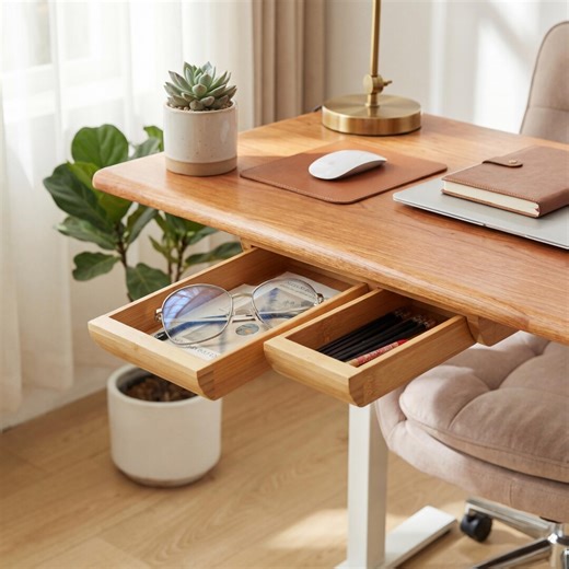 Under Desk Wooden Storage Drawer, Hidden Bamboo Organizer With Adhesive, Minimalist Desk Drawer, Hidden Office Drawer - Etsy