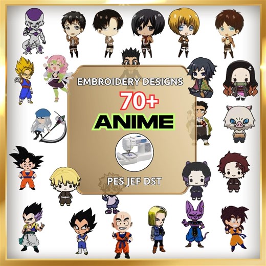 70  Anime Machine Embroidery Designs Bundle - Manga Character Mega Collection - Instant Download - Etsy