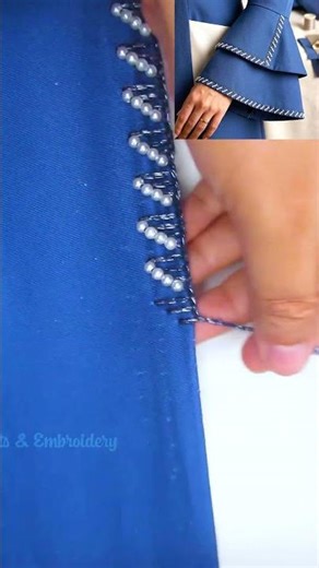 Stunning Beads Border Lace Embroidery Work 😍 #embroidery #diy