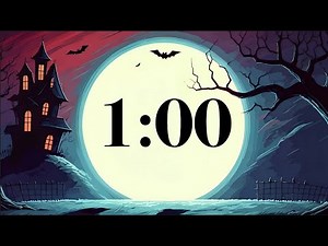 1 Minute Halloween Timer | Spooky Classroom Countdown with Fun Music, Full Moon, & Haunted House