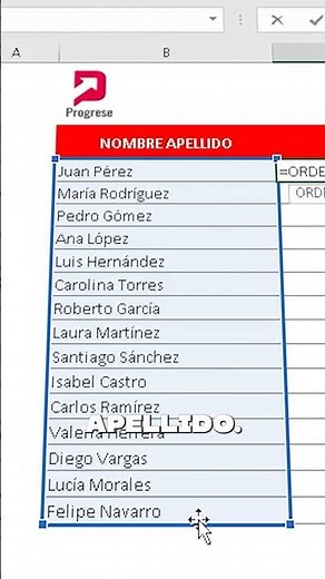 📝 Organiza Nombres por Apellido en Excel: Usa ORDENARPOR y TEXTODESPUES 🔄🔤