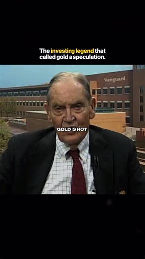 Entrepreneurship | Business | Wealth on Instagram: "Jack Bogle, the man behind Vanguard, never trusted gold. Here’s why: Jack Bogle, the legendary founder of Vanguard, didn’t mince words when it came to gold. To him, it wasn’t an investment at all, just speculation. Stocks have earnings. Bonds pay interest. Gold? It only holds value if someone else is willing to buy it for more than you did. In an interview, Bogle explained that real long-term growth comes from productive assets like businesses 