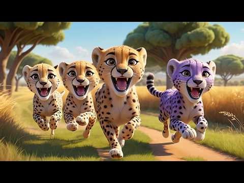 Five Little Cheetahs Run Run Run | Fast Animal Song & Counting Rhyme 🐆