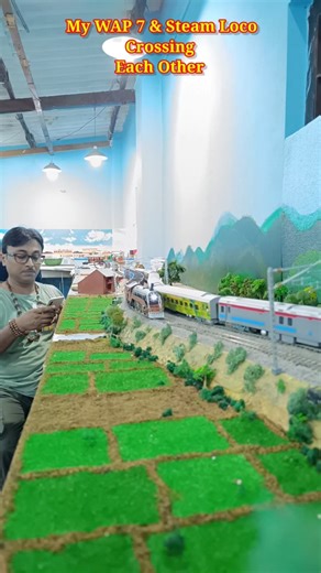 ASHIM SUTAR on Instagram: "Indian Railways HO Scale Steam Loco Model & WAP-7 Model Crossing the!! 🔥🔥🔥 #reelitfeelit #indianrailways #hoscale #modeltrains #miniatureart"