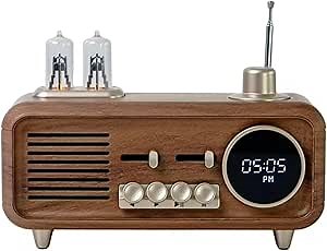 Vintage Bluetooth Speaker with FM Radio, Digital Clock & Dual Warm Lights – Retro Portable Wireless Speaker for iOS, Android & All Devices, Ideal for Home, Office & Outdoor Use