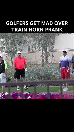 Golfer bros get pranked with train horn while teeing off #trending #viral #shorts #prank #golf