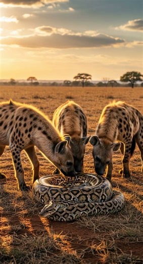 What will the hyena find inside the python’s secret lair #wildlife #nature #animals