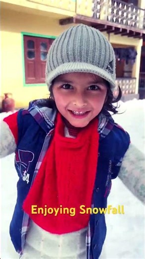 Kid Enjoying First Snowfall in Kashmir ❄️ Pure Winter Joy