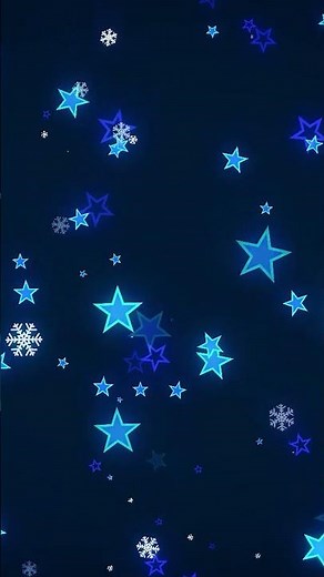 Dynamic Blue Glowing Stars and Snowflakes Falling Background Loop | Festive Holiday Visuals