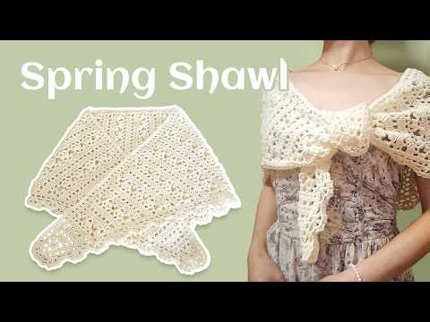 Crochet Spring Shawl Tutorial🌺Step-by-Step