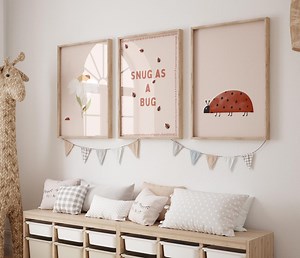 Ladybug Nursery Wall Art Set of 3, Snug as a Bug Print, Daisy Flower Art, Girls Room Decor, Printable Download - Etsy