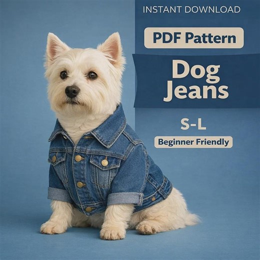 Dog Denim Clothing Sewing Pattern | Beginner Friendly Denim Jacket (PDF S–L) - Etsy