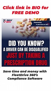 Stay on top of your Drug and Alcohol requirements with FleetDrive 360’s Fleet Compliance Software by easily scheduling Drug and Alcohol tests within minutes. Click the link https://www.fleetdrive360.com/truck-n-hustle-fleetdrive-360-demo/ for a FREE DEMO! While it's legal and often necessary for individuals to use prescription medications, some medications can impact a person's ability to drive safely. Because of these potential safety risks, the Federal Motor Carrier Safety Administration (FMCS