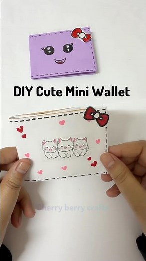 Diy Cute Mini Paper Wallet 🤍💜 #papercraft #diy #shorts