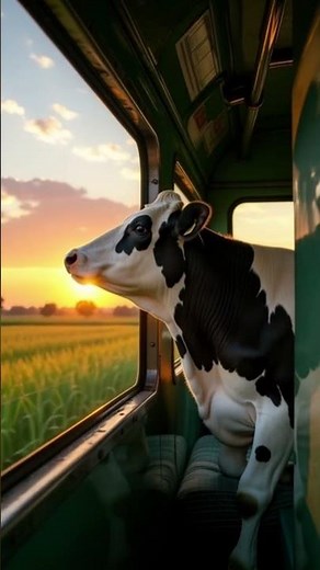 Cow Traveling by Train: A Beautifully Calm Journey