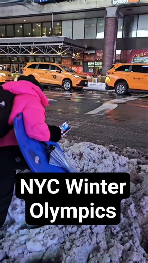 NYC Winter Olympics: Street High Jump Finals 😂 #shorts #nyc #snow #winter
