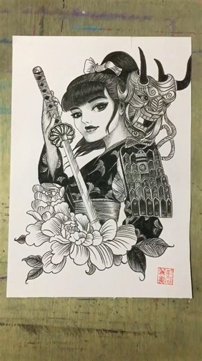 draw geisha #drawing #satisfying #shorts #art #sketch #painting #funny #fyp #fyourpage #fpyシ #draw