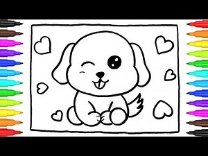 How to Draw Cute Puppy for Kids 🐶🐾 Puppy Drawing and Coloring for Kids | Puppy Coloring Pages