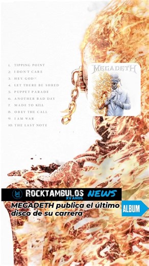 ¿Lo escucharon? Ya está disponible el disco homónimo de Megadeth. 🔥 Disco que además es el último de su carrera 💔 Este 23 de enero marca la fecha en la que oficialmente está disponible el décimo séptimo álbum de la "filarmónica del colorado", con el que Mustaine le da cierre a una gloriosa carrera musical.🤘 El disco está en todas las plataformas de streaming así que vayan y escuchen, después nos cuentan... ¿Qué tema les gustó más? #megadeth #megadethfans #megadethfamily | Rocktambulos