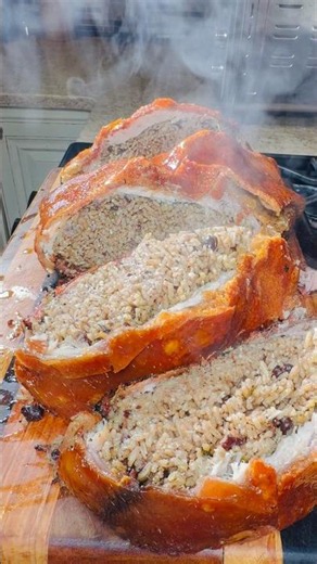 Pork Belly Stuffed with Black Bean Rice