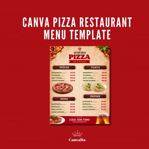 Pizza Restaurant Menu Flyer | Pizza Shop Menu Flyer | Pizzeria Menu Template | Canva Editable Menu | Italian Restaurant Menu Design - Etsy