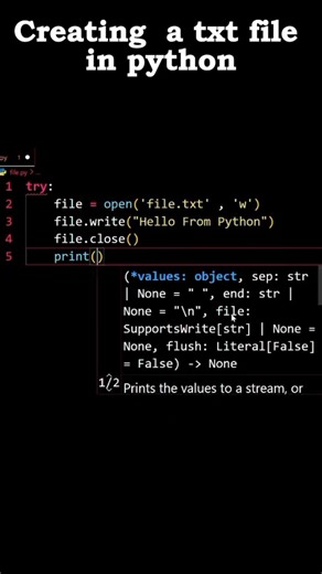 Python for beginners: Creating Text files in Python #shortvideo #youtubeshorts #coding #shorts