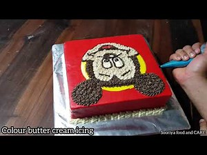 Mickey Mouse Butter Cream Icing Cake. Cartoon cake design. Easy icing cake