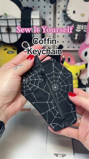 SIY Coffin Zipper Keychain Perfect for storing small items such as keys, earbuds, and cash, this Coffin Keychain will keep your essentials safe and secure while on the go. Make these for yourself, as a gift and even sell. Use a 1/2” seam allowance and a 2mm stitch length is recommended for the best result. Supplies Needed: * Use matching fabric or upcycle your own fabric scraps. * With Interfacing, cut 1 piece of the back and 1 pair of the front piece. If not using interfacing, double the front 