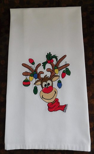 Ruldolph the Red-nosed Reindeer Embroidered Kitchen Towel - Etsy