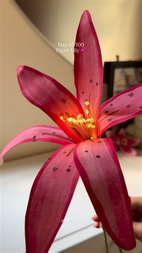 Yours pookie 💗🐥 on Instagram: "Diy paper Lily 💕✨ #paperdiy #lily #flower #100dayschallenge #fyp"