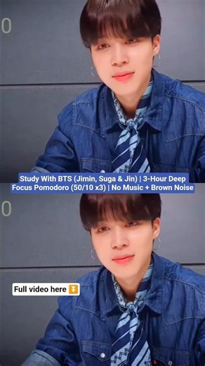 Study With BTS (Jimin, Suga & Jin) | 3-Hour Deep Focus Pomodoro (50/10 x3) | No Music + Brown Noise