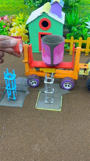 🚀 Real Working Mini Tractor Making Cement Pillar | Amazing DIY Construction Machine 🚜 #shorts