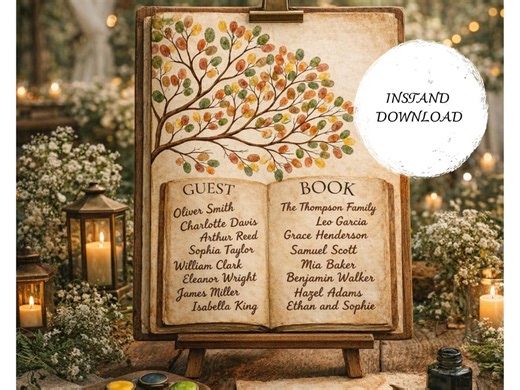 Fingerprint Guest Book Alternative, Tree of Memories, Rustic Wedding Keepsake (digital Download) - Etsy