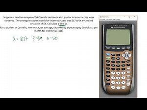 One sample t confidence interval for a mean using TI-84- Internet Cost Example