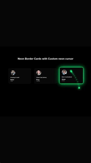 Neon Border Cards + Custom Cursor | HTML CSS UI Animation #shorts