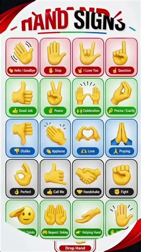 20 Hand Signs Everyone Should Know ✋🔥_Learn these simple gestures in 30 seconds and improve