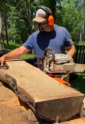 Slicing up some live edge black walnut slabs on my Logosol Portable Sawmills F2 for future home decor woodworking projects! Woodworkers, what would you make?? Lung protection- RZ Mask #woodwork #woodworking #woodworkingproject #blackwalnut