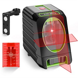 Huepar Self-Leveling Laser Level Outdoor Pulse Mode Red Cross Line Laser Levels Tool with AA Battery and 360° Magnetic Base