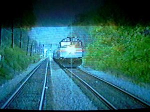 Amtrak 50 the Cardinal passes the New River Train-1993