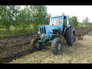 Old, reliable tractor Belarus Mtz 52 ploughing