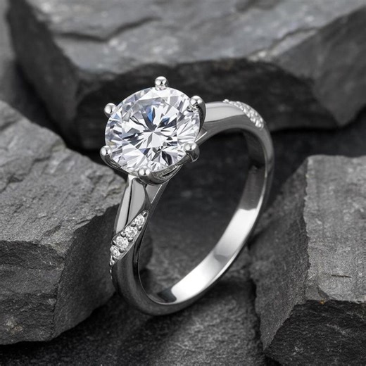 2 CT Moissanite Engagement Ring Six-prong Sterling Silver Solitaire Promise Wedding Ring - Etsy