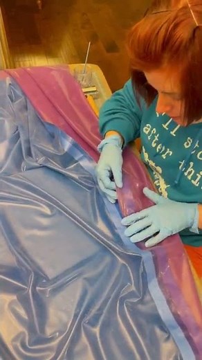 Making a latex vac bed - gluing the latex