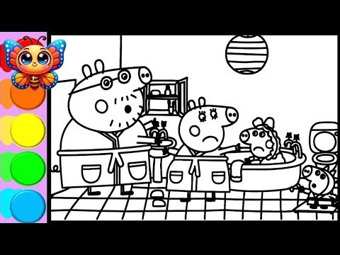 Peppa Pig in the bath - Learn to draw and color Peppa Pig