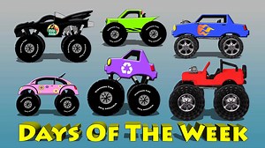 Learn the days of the week with words and monster trucks. Timmy Uppet and his pals are learning the days of the week as they drive cool monster trucks around Vidsville. Can you say the days of the week with Timmy? | Vids4Kids.tv