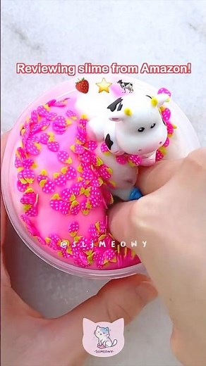 reviewing amazon slime 🍓🐄 honest rating & satisfying asmr